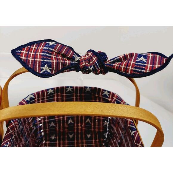 Lot Of 2 Square Longaberger Baskets w/ Handles Liners Tie On Bee Fire Memories - Picture 11 of 16